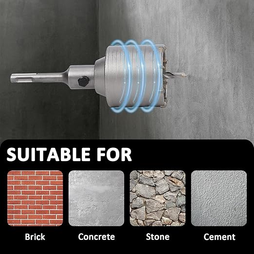 9PCS Concrete Hole Saw Kit,Masonry Hole Saw with SDS Plus & Max Shank for Masonry Brick Cement Stone Wall Drilling Core bit Set 30/40/65/80/100mm