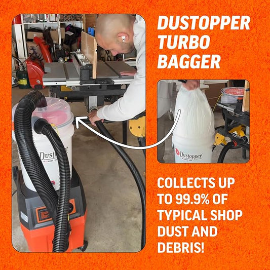 Turbo Bagger Shop Vacuum System ??High-Performance Dust Collection System with Accessories for Wet Dry Vacuum System, Great for Shops, Garage, and Workshop, 5.8 Gallon, Ships in 2 Packages