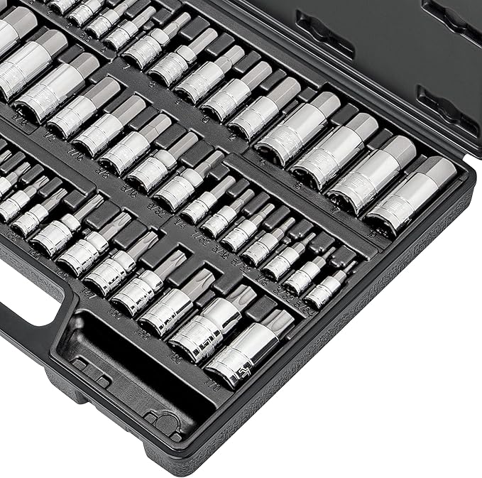 CARBYNE 50-Piece Master Torx, SAE & Metric Hex Bit (Allen) Socket Set | S2 Steel Bits, Cr-V Steel Sockets, Durable Storage Case. Torx: T6 to T70, Metric Hex: 2mm to 19mm, SAE Hex: 5/64 in. to 3/4 in.
