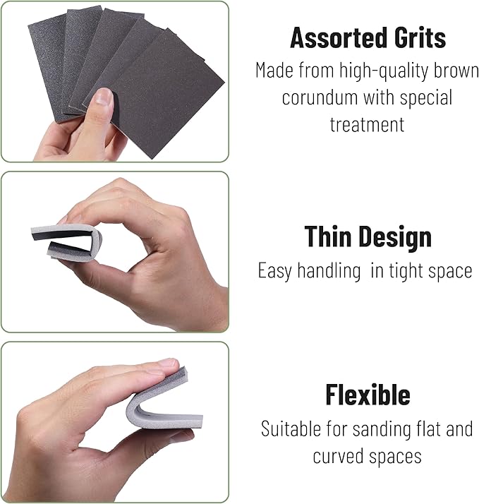 Bates- Sanding Sponge, 20 pcs, 3?쓝4?? 400-3000 Grit Assortment, Ultra Fine, Washable and Reusable, Sandpaper Block, Sanding Blocks for Wood, Sanding Pad, Drywall Sanding Block, Drywall Sanding Sponge