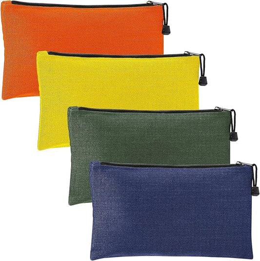 ANPHSIN 4 Pack Canvas Tool Bags Pouches - 11.2''x 7'' Heavy Duty Zipper Pouch Set, Multipurpose Small Tools Storage Organizer with Dependable Zipper