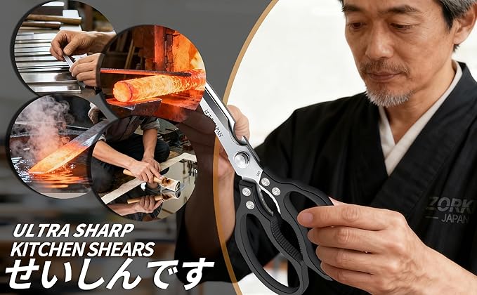 Kitchen Scissors, Multi-All Purpose Japan Kitchen Shears, Heavy Duty Dishwasher Safe Food Scissors for Chicken, Poultry, Fish, Meat & Herbs Christmas Gifts for Men Women Mom Dad