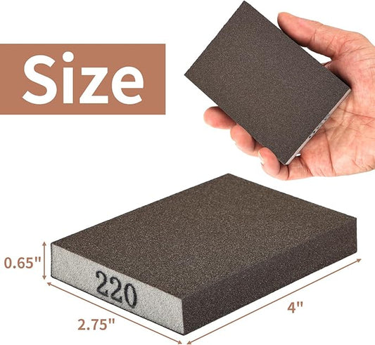 8 Pack Sanding Sponge, Sanding Blocks 220 Grit, Sand Paper for Wood Furniture, Sander Pads, Washable and Reusable Sandpaper for Drywall Metal Glasses Repair (220 Grit)