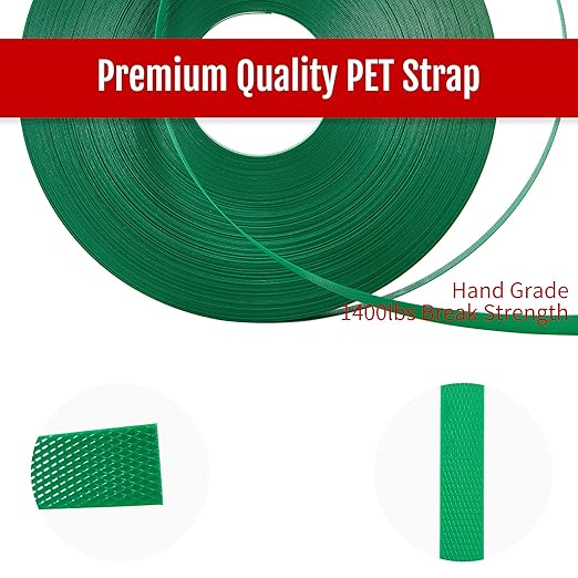 Heavy Duty Pallet Packaging Banding Strapping Kit - Complete Manual Banding Tool Set with Polyester (PET) Strapping, Tensioner, and Cutter - Secure Your Products with Ease