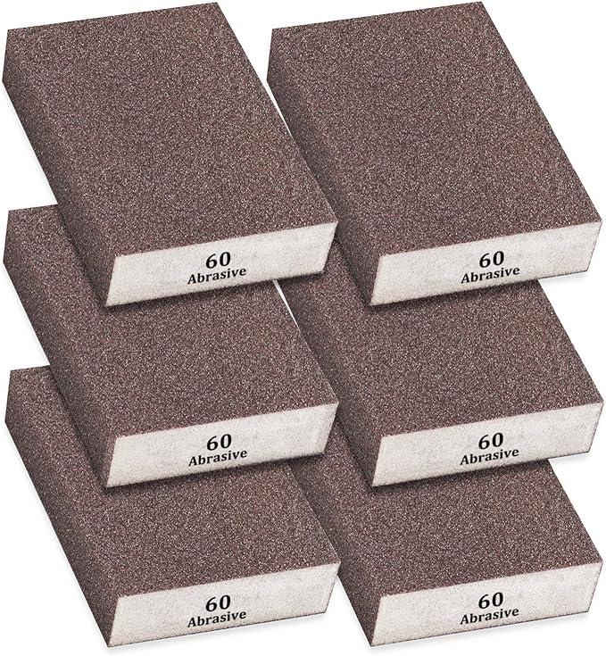 Tnisesm 6Pcs Sanding Blocks 60 Grits Sanding Sponge,for Drywall Wood Metal Washable & Reusable Sandpaper BlocksWashable and Reusable