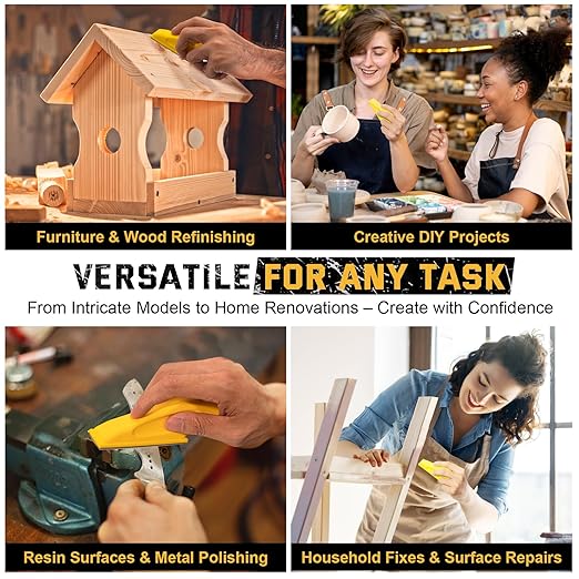 Christmas & Birthday Gift for DIY Lovers ??XIWEYLA 72PCS Sandpaper Set with Ergonomic Hand Sander, Micro & Detail Sander, 13 Grit Levels 80??000, Color-Coded Sandpaper for Wood, Crafts & Furniture