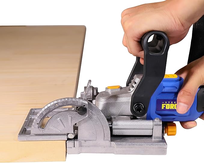 Steel Force BJ184 Wood Biscuit Plate Joiner 4" Brushless Cordless with 20V 5.0Ah Battery and Charger, 8mm 5/16" Dilling Bits, Up to 1-1/2" Drilling Depth