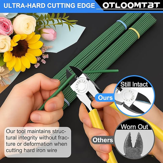 6-In and 5-In 2 PCS Ultra Sharp Compact Wire Cutters with Long Flat Nose Pliers Ideal for Cutting Crafts, Flowers, Plastics, Appliances and Any Clean Cutting Needs Powerful Wire Cutter
