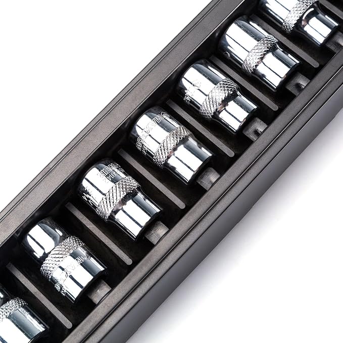 MAXPOWER 9-Piece 3/8 Inch E-Torx Star Socket Set - E7, E8, E10, E11, E12, E14, E16, E18, E20