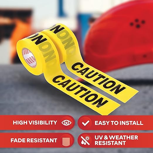 XFasten Yellow Caution Tape Roll, 3 in x 1000 ft, Thick and Durable Yellow Safety Tape for Barricades, Construction, Warning, and Hazard Areas ??Easy to Loop, Weatherproof, and Fading-Resistant