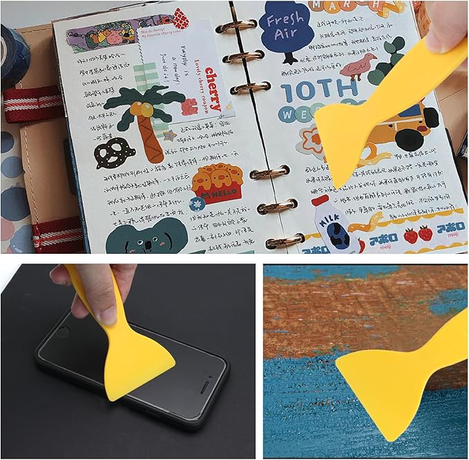 Hordion 10 Pcs Plastic Spatula Scraper Putty Knife, Air Bubble Remover Sticker Installation Tool Flexible Paint Scraper for 3D Printing Resin Removal Spackling Patching Decal Wallpaper