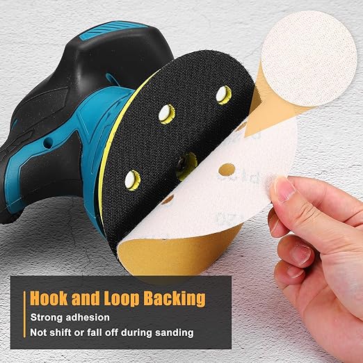 80 Pack 5 Inch Sanding Disc 40 Grit 8 Hole Round Hook and Loop Sandpapers Fit for Orbital Sander Automotive or Cars Repairing, Grinding or Polishing, Yellow