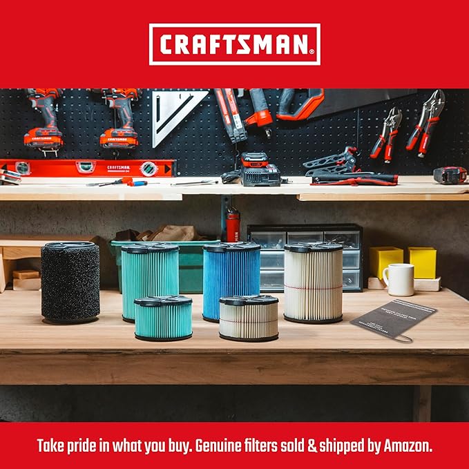 CRAFTSMAN CMXEVBE17606 12 Gallon 6.0 Peak HP Wet Dry Vac with Detachable Leaf Blower, Portable Shop Vacuum Wet and Dry with Filter, Dust Bag, Hose and Attachments for Garage, Outdoor Cleaning