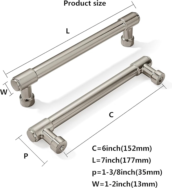 khtumeware 20 Pack Brushed Satin Nickel Cabinet Pulls 6 Inch(152mm) Hole Centers Kitchen Cabinet Handles Cabinet Hardware Kitchen Handles for Cabinets Cupboard Handles Drawer Pulls