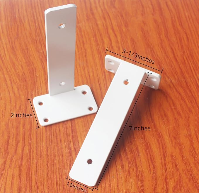 8 Pack - 7 inch White Hidden L Shelf Bracket (1/5 Inch Thicked) Iron Floating Shelf Brackets Rustic Industrial Metal Brackets for Shelf Support