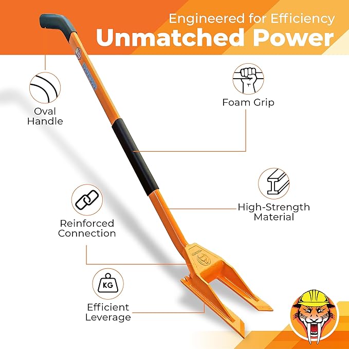 Gutster 48??Demolition Pry Bar & Crowbar ??Oval Handle Wrecking Bar for Ceiling & Wall Demo ??Heavy Duty Nail Puller Tool for Contractors, Firefighters & Home Renovations