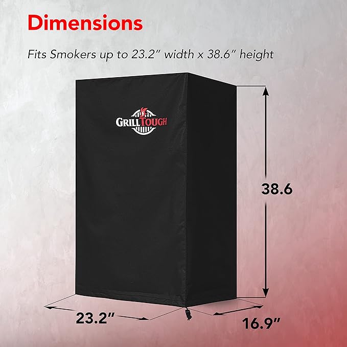 Heavy Duty Smoker Cover, 40 Inch ??Waterproof, Weather Resistant, UV & Fade Resistant with Adjustable Straps ??BBQ Cover for Flat Grill, Black