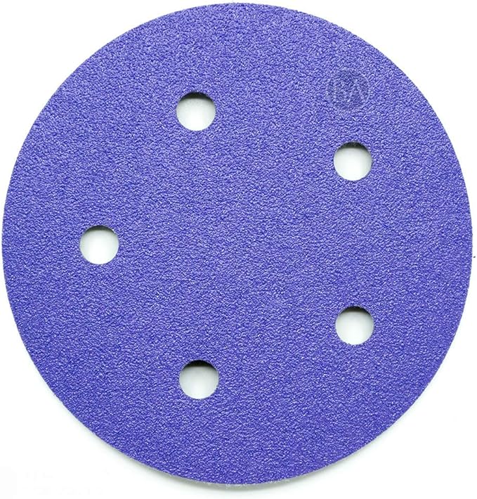 Benchmark Abrasives 5" Premium Ceramic 5 Holes Film Backed Hook and Loop Discs for Sanding of Metals Non-Ferrous Metals Wood Plastic Fiberglass (Pack of 50) - 150 Grit