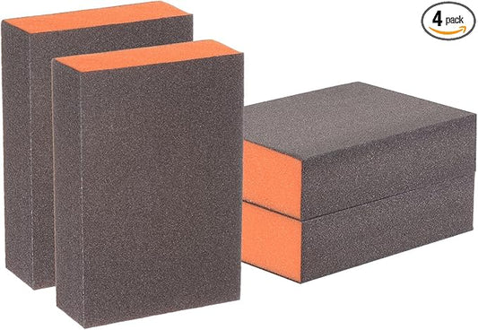 HARFINGTON 4pcs Sanding Sponge Blocks #240 (1200-1500 Grits) Wet/Dry Hand Sanding Sponges, 100x70x25mm Foam Sanding Block Pad for Polishing Kitchen Metal Wood Drywall Furniture, Brown&Orange