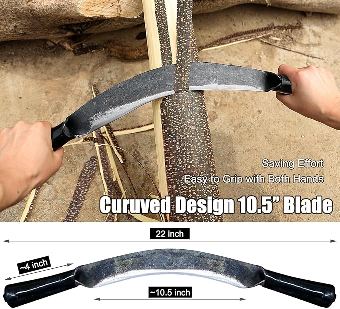 Upgrade Tree Draw Knife Draw Shave Knife 10"- Debarking Tool-Full-Tang Wood Scraper for Woodworking Tool Bark Peeling Wood Shaver Tool