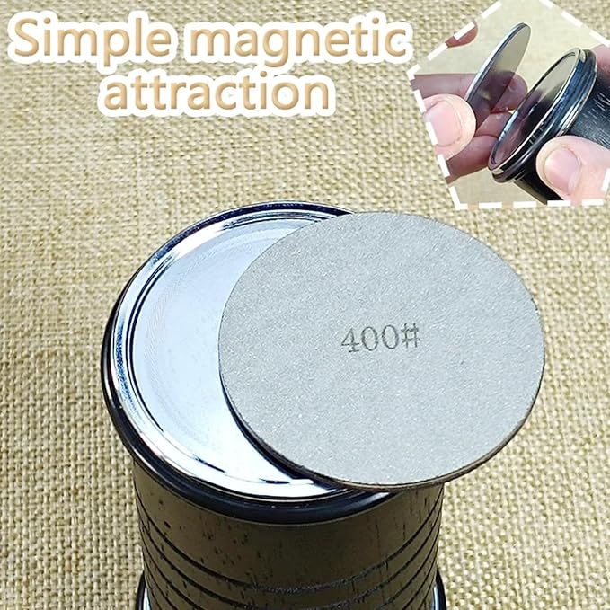 Rolling Knife Sharpener with 2 Diamond Disc and 2 Corundum Disc, Rolling Knife Sharpener Kit with 5 Magnetic Angle Offer 12/15/18/20/22째 for Kitchen Knives (SET-B)