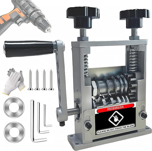Manual Wire Stripper Machine,Drill Powered Hand Crank Wire Stripper Tool With 6 Channels and 5 Blades,Wire Stripping Tool for 0.06"-0.65" Scrap Wire,Scrapping Copper Wire Peeler Machine (Silvery)