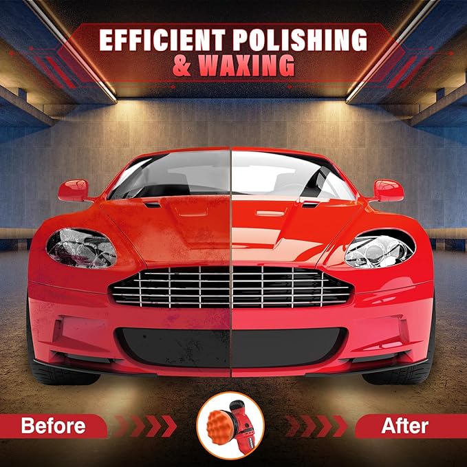 Cordless Buffer Polisher Kit for Milwaukee 18V/M18 Battery (No Battery), 6-Inch Orbital Car Polisher 6 Speed 1800??500 RPM, 17PCS Polishing Accessories, for Car Polishing/Waxing (Tool Only)