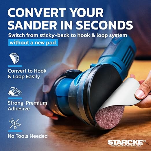 8 inch Sanding Disc Self Stick Orbital Sander Pads 25 Pack No Hole - Premium 40 Grit Sandpaper Discs Aluminum Oxide, Durable PSA Sand Paper, Round Sanding Discs Adhesive Back for Wood & Metal