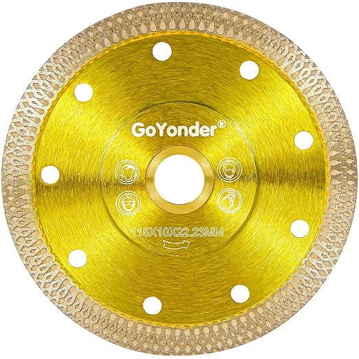 GoYonder Super Thin 4.5" Grinder Blades Tile Blade, Diamond Saw Blade for Cutting Porcelain Tiles Granite, 115mm Tile Cutting Blade for Angle Grinder (4.5"-115mm(Golden))