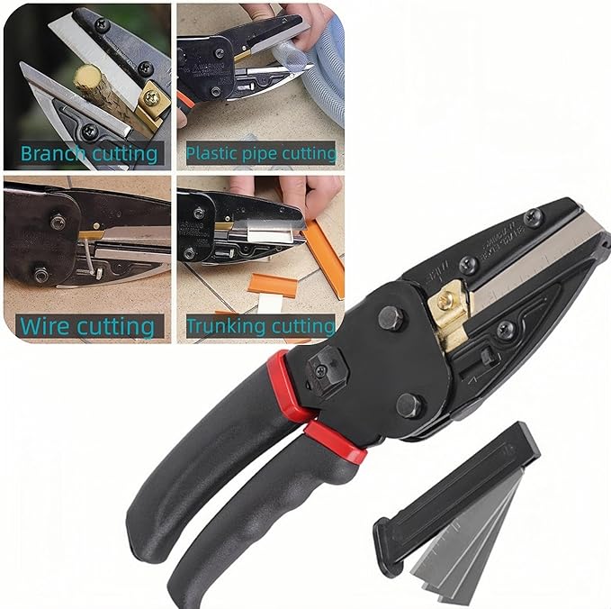 Multipurpose Heavy Duty Scissors All Purpose Utility Industrial Scissors - 6-in-1 Cutter with Safety Lock, Non-slip Handle, and Thread Trimming - Perfect for Soft Pipe, Fibre, Wood, Iron Wire, Box