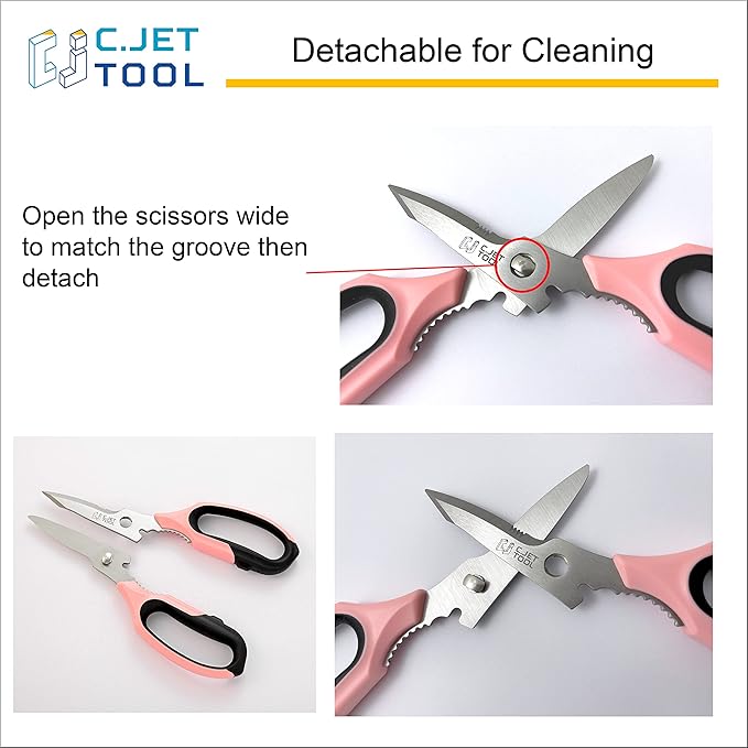 8" Heavy Duty Scissors, Utility Scissors All Purpose for Cardboard, Plastic, Carpet, Rope, Leather. Sharp Stainless Steel Blades, Non?멣lip Handle, Kitchen Shears for Food, Meat & Poultry