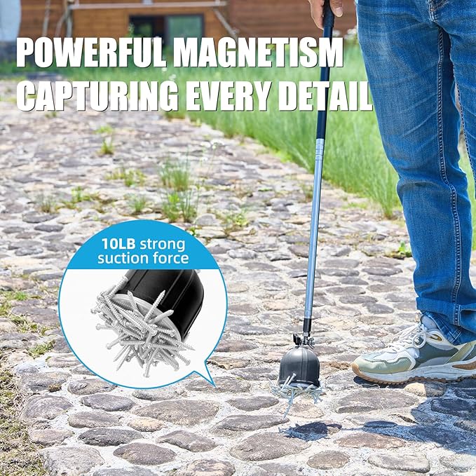 Magnetic Pickup Tool, 180째 Rotating Head, 10LB Heavy Duty Magnet Stick with Handle, Extendable Magnet Wand for Nails, Screws & Metal Objects, Strong Magnetic Tool for Mechanics & Home Use