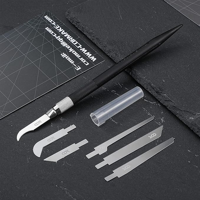 Mini Hand Saw Model Craft Blade Tools Razor Set 2 Handles with 12 Craft Blade Model Tool Hobby for Cutting Parts