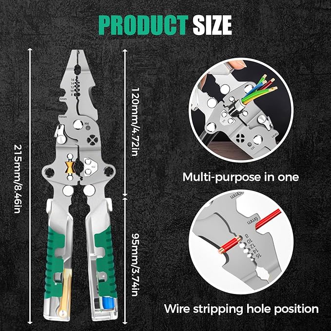 18 In 1 Foldable 竊톓re Stripper, 2025 New Wire Strippers with Voltage Detector, Multifunctional Wire Stripping Pliers for Cutting And Pulling Wires Cable, Cable Cutters with Plier, Crimper (1PCS)