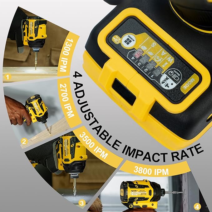 1/4-Inch Impact Driver Compatible with Dewalt 20V 60V Max Battery (Tool Only), 2212 in-lbs Torque, 4-Speed, Brushless Motor, LED Light