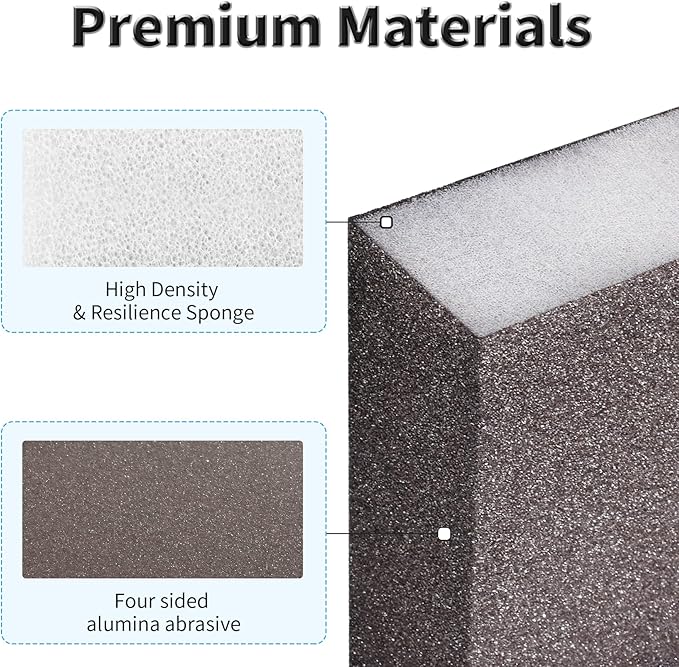 6 Pcs Sanding Sponge 120-180 Grits Wet Dry Sandpaper Sponges Washable & Reusable Sanding Blocks Four Sided Abrasive Sponge for Wood, Metal, Drywall & Furniture Polishing Gray