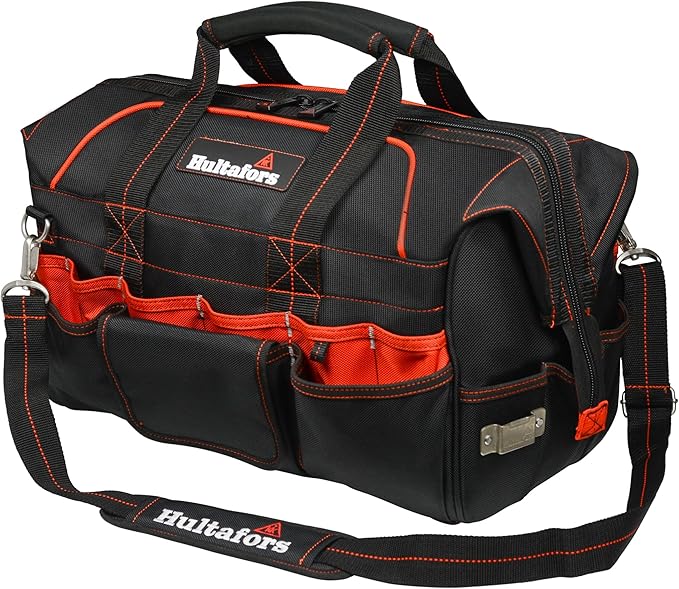 Hultafors Work Gear HT5553 Pro Contractor's Closed Top Tool Bag, 42 Pockets, Heavy Duty Ballistic Polyester Tool Carrier, Neoprene Carrying Handles, Adjustable Slip-Resistant Shoulder Strap