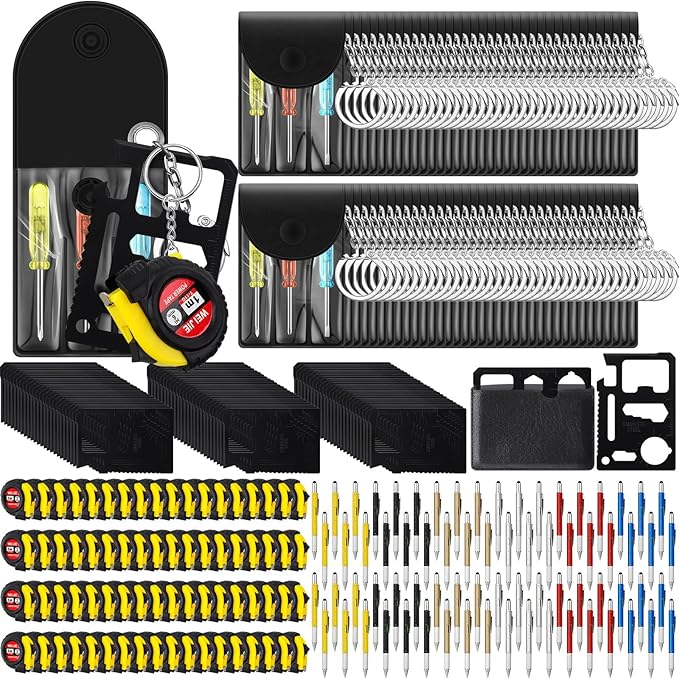 288 Pcs Mini Tape Screwdriver Keychain Set Valentine's Day Men Gifts Bulk Employee Appreciation Gift Bulk Multitool Pen Card for Adult Tool Party (Multicolor)