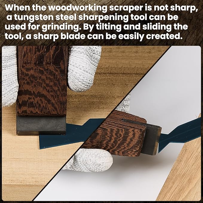 17PCS card scraper woodworking Cabinet scraper card Set for woodworking multi burnisher 竊똁lue Spring Steel, bevel knife deburring tools for Contour compact spaces detailed wood finishing