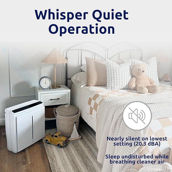 Rabbit Air, A3 SPA-1000N Air Purifiers for Home, Ultra Quiet HEPA Air Purifier - Wall Mountable Air Purifiers for Home Large Room, Allergies, Dust, Mold, Smoke & VOCs - (White, Germ Defense Filter)