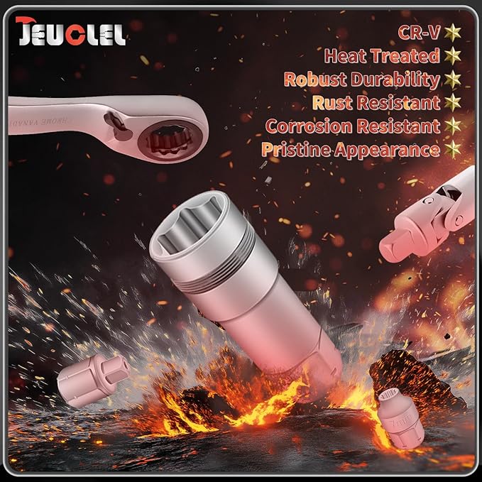 29PCS Pass Through Socket Set, 1/4 Inch Drive Impact Master Socket Wrench Kit, Ratchet Set With Universal Joint, Deep Socket Set, Low Profile Go-Through Socket Srench Set