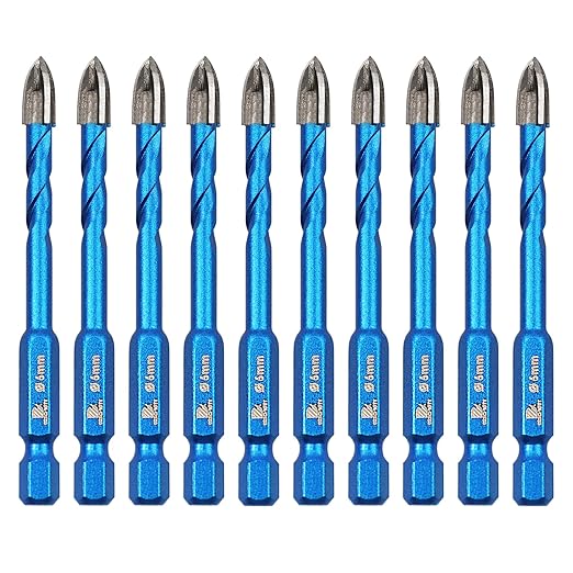Masonry Drill Bit BRSCHNITT 10pcs Carbide Tips Concrete Drill Bit Set for Pots Bottles Ceramic Tile Glass Brick Ceramic Hex Shank