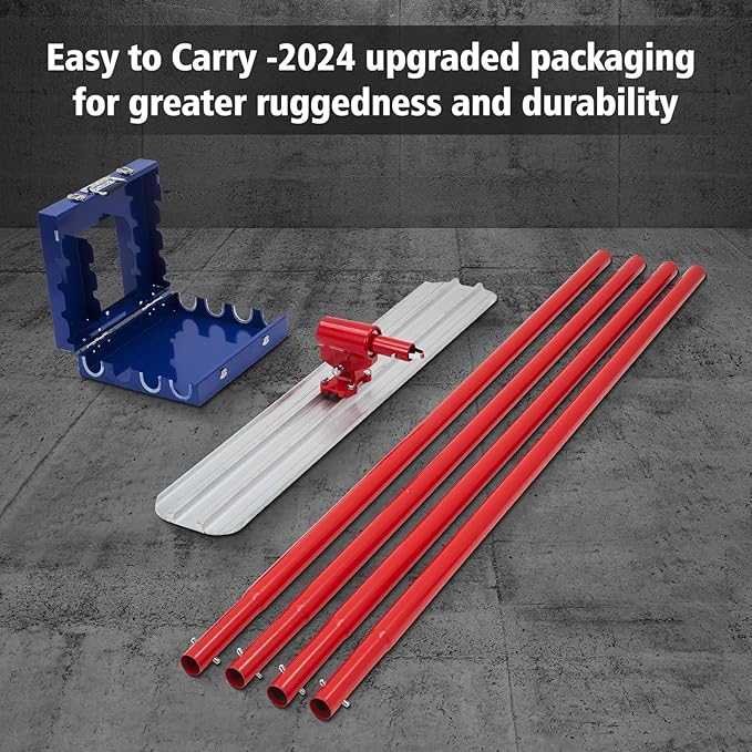 48"x8" Bull Float Kit, Aluminum Magnesium Alloy Concrete Float with Adjustable Bracket, 4 Extension Handles & Carrying Case, Round-End Cement Finishing Tool
