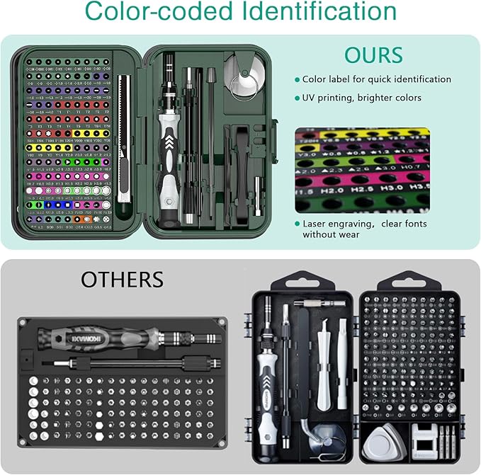 ORIA Precision Screwdriver Set, 132 in 1 Magnetic Repair Tool Kit with Case, Multi-function Manual Screwdriver Set with 108 Bits, Tweezers, Extension Rod, for Electronics, Watches, Glasses