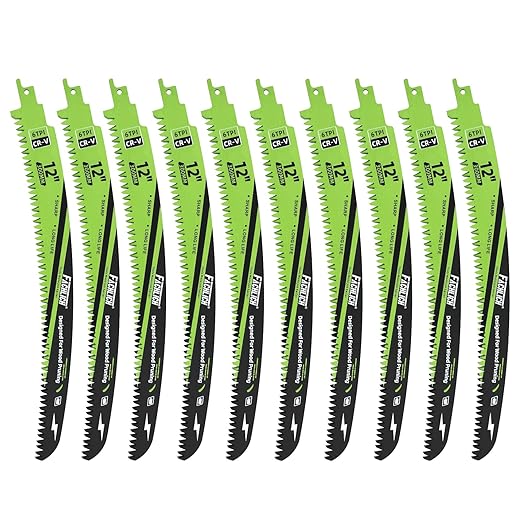 Japanese Teeth Reciprocating Saw Blade 12Inch - Saber Saw Blades Wood Pruning, 10pcs Curved Edge 6TPI for Tree Trimming, Wood/PVC Pipe Cutting, Cr-V Sabre Blades