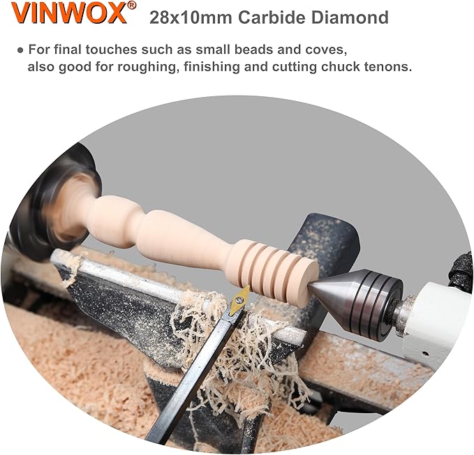 20" Full Size 4 PCS Carbide Wood Lathe Turning Tool Set, Including Swan Neck Hollower, Rougher, Finisher, Detailer, Titanium Coated Carbide Blades 2X Extended Service Life, Beech Wood Handle