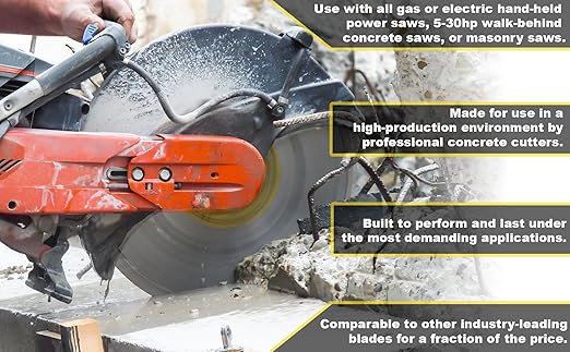 Cougar HD 14 Inch 10-Pack Concrete Diamond Blade, Supreme Heavy-Duty Segmented Blade, Dry/Wet Combo Cutting Reinforced Concrete, Asphalt, Stone 1"-20mm Arbor (10pcs)