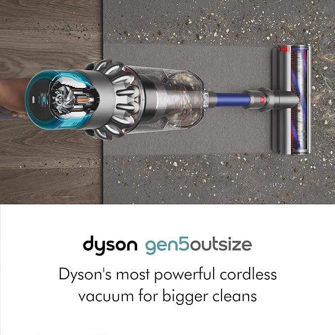 Dyson Gen5outsize Cordless Vacuum, 250AW, 3 Power Modes, Up to 140 Minutes,짼 XL bin, Illumination Reveals dust, HEPA Filtration, All Floor Types