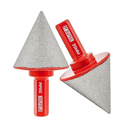 DT-DIATOOL Diamond Beveling Chamfer Bits - Diamond Countersink Drill Bit 2 Inch with Hex Shank for Enlarging Trimming Shaping Existing Holes of Granite Marble Porcelain Tiles,Size of 0 to 50mm 2pcs