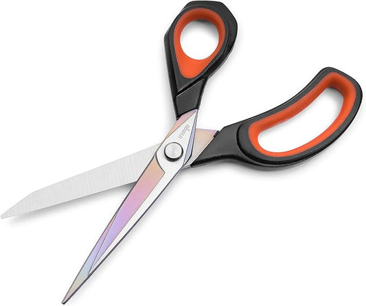 LIVINGO Premium Tailor Scissors Heavy Duty Multi-Purpose Titanium Coating Forged Stainless Steel Sewing Fabric Leather Dressmaking Comfort Grip Shears Professional Crafting (8.5 INCH)